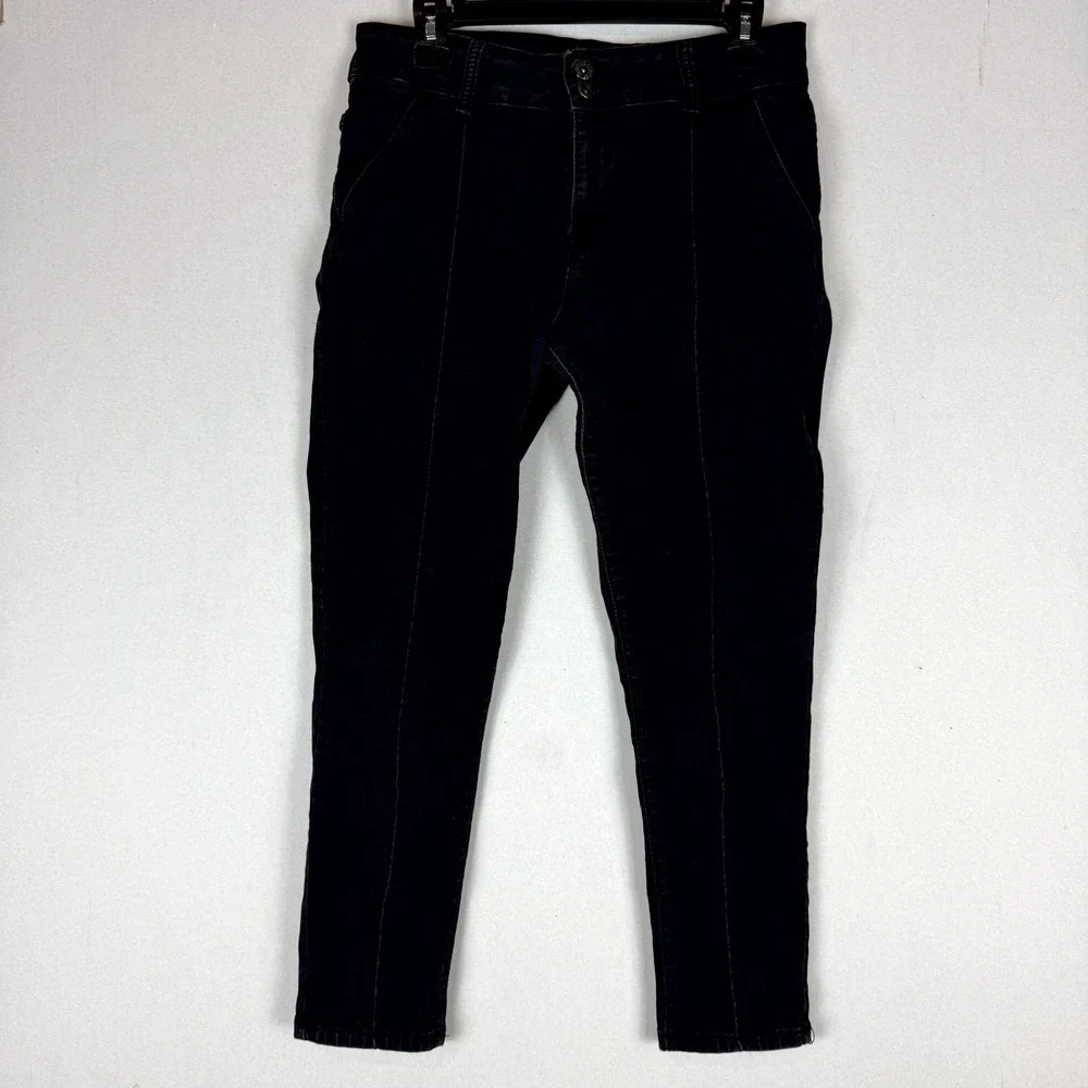 Sandpiper Jeans Womens 12P Black Cotton Stretch Denim Dark Wash Seamed Front